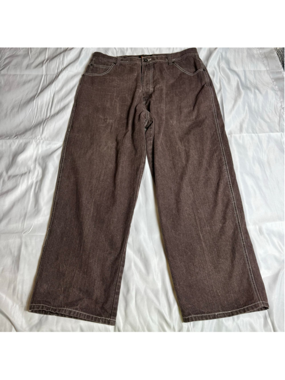 Men's Vintage PJ Mark Brown Jeans Waist 42x32 with White Stitching
